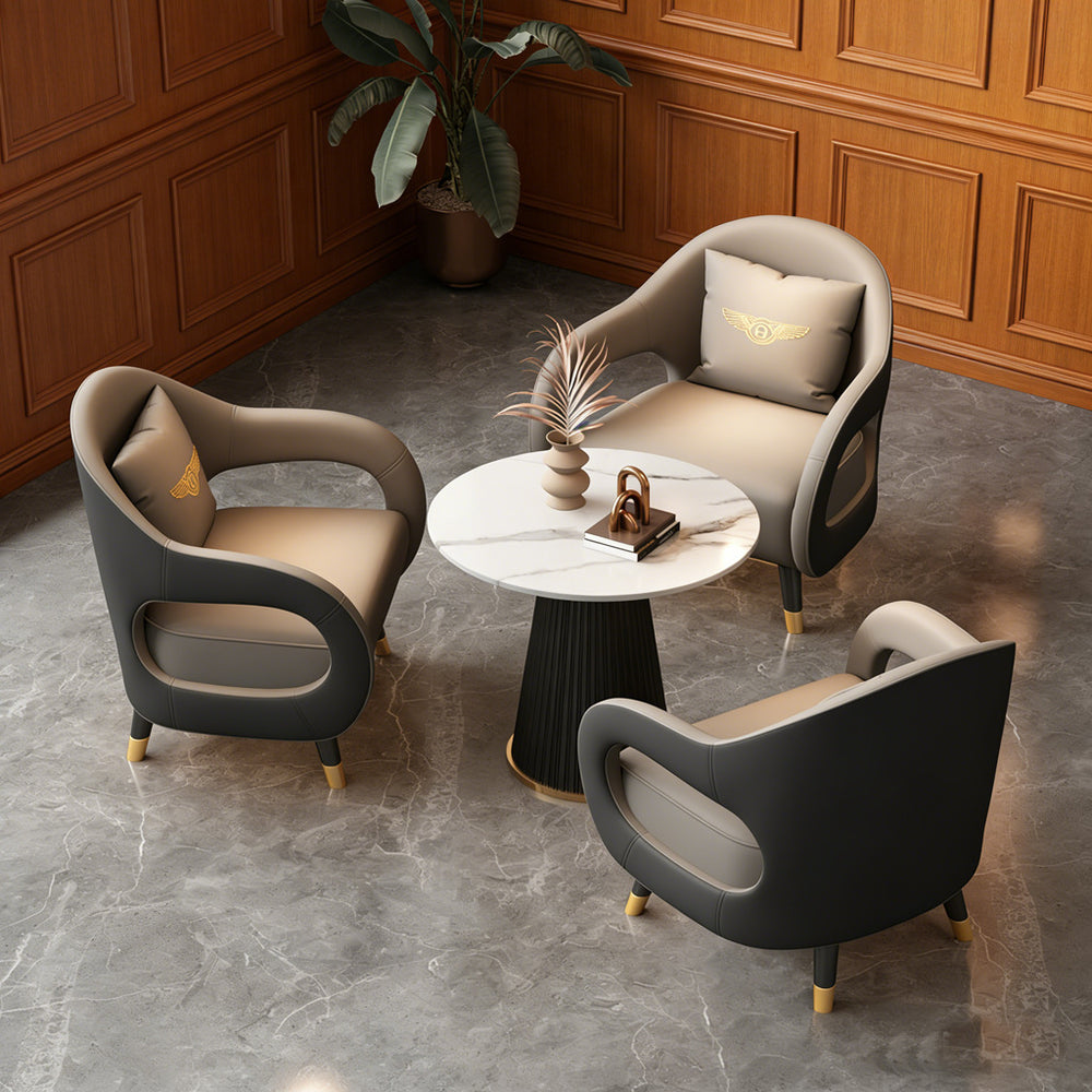 Luxury office business negotiation single sofa chair, negotiation table and four chairs, small round table negotiation table and chair set