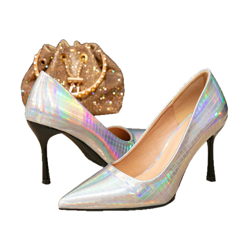 2025 summer new pointed-toe french stiletto heel women's shoes - silver professional pumps, sexy and elegant, export quality