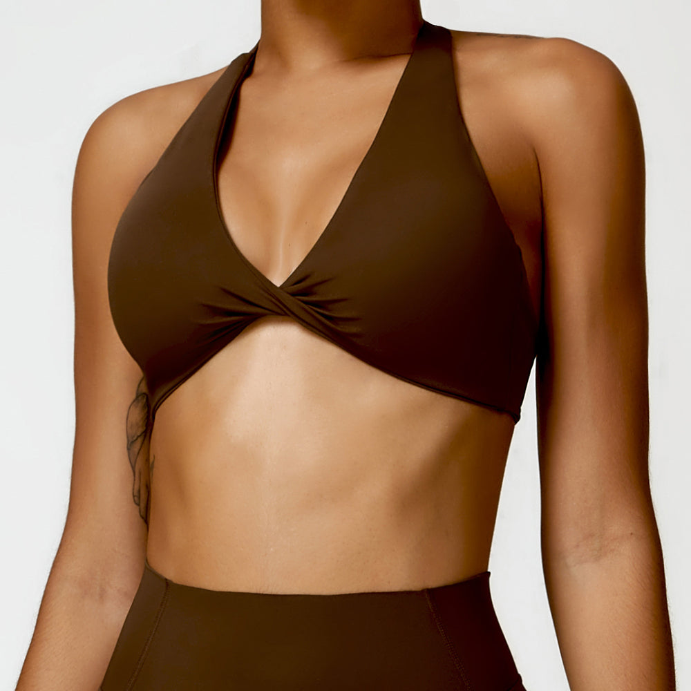 Cloud-feel breathable halter back yoga bra top - compression outdoor sports running fitness apparel 8503