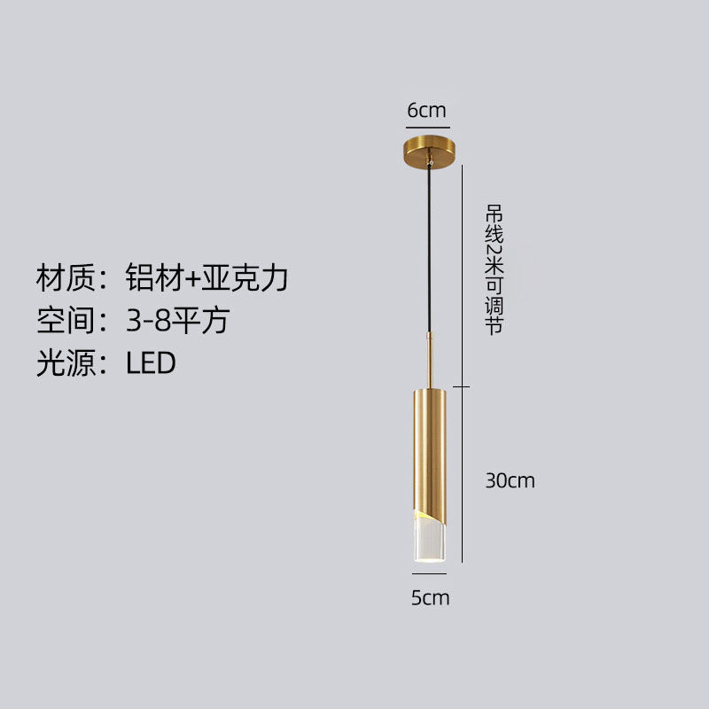Modern minimalist linear single-head pendant light, italian-inspired light luxury style, suitable for bedrooms, bedside tables, bars, restaurants, and hotels