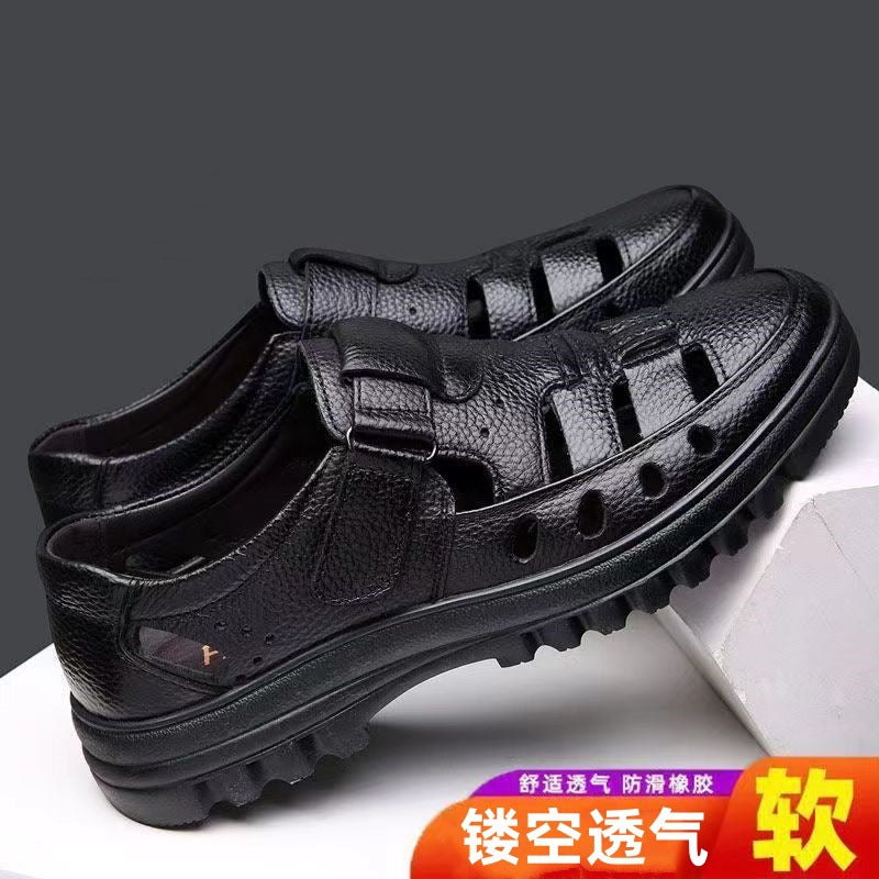 New arrival business hole cool leather shoes men's casual wedding groom british sandals summer breathable youth pointed toe men's shoes