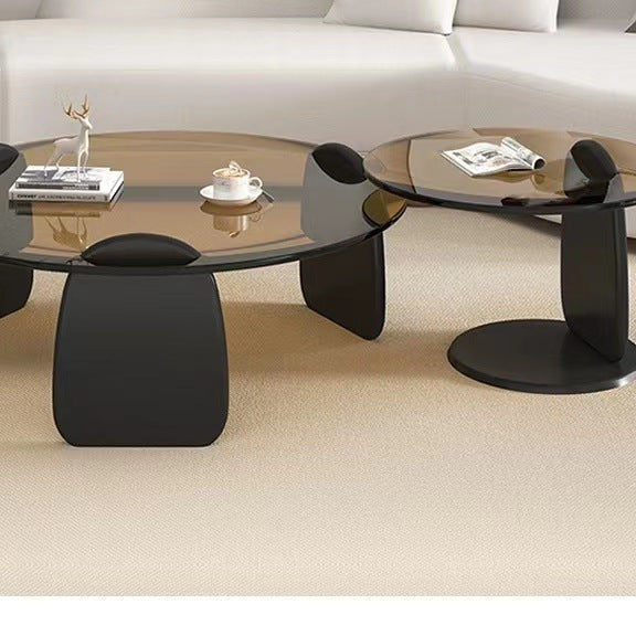 Tempered glass coffee table living room home round combination nordic popular style light luxury italian minimalist tea table small apartment