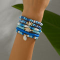 Blue polymer clay wholesale bracelet, european and american bohemian style handmade shell accessories, ocean-themed starfish and turtle bracelet