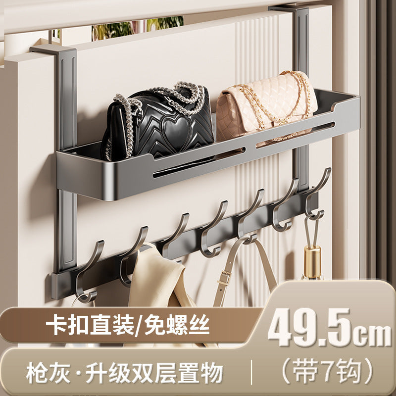 Over-the-door hook rack - no drilling required! perfect for hanging clothes, keys, and hats. a space-saving organizer for your bedroom or entryway