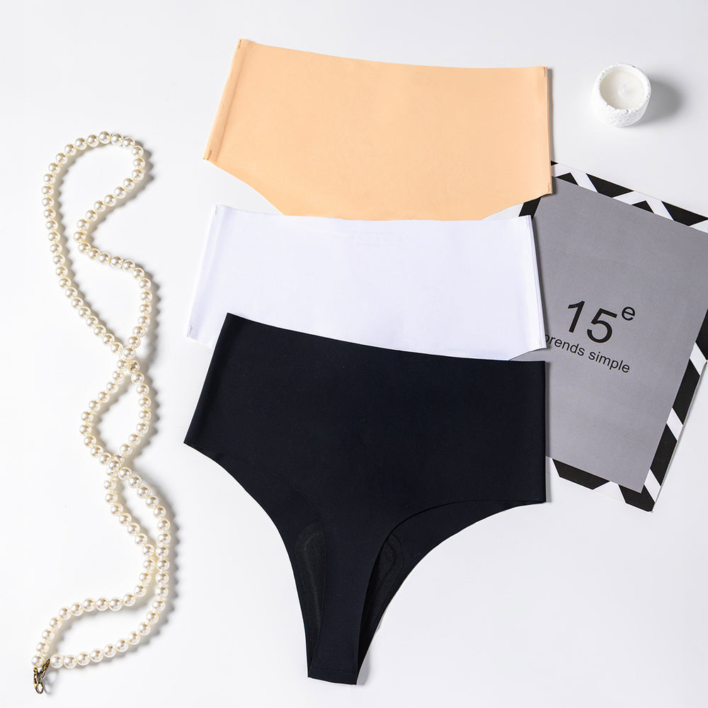 new arrival seamless ice silk plus size underwear sports yoga anti-embarrassment high waist comfortableplaid seamless underwear for women