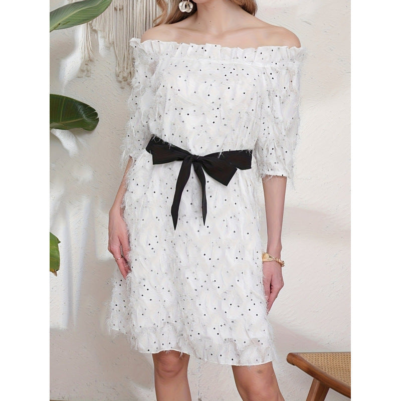 Aliexpress new arrival: women's elegant cutout tassel dress, casual a-line skirt