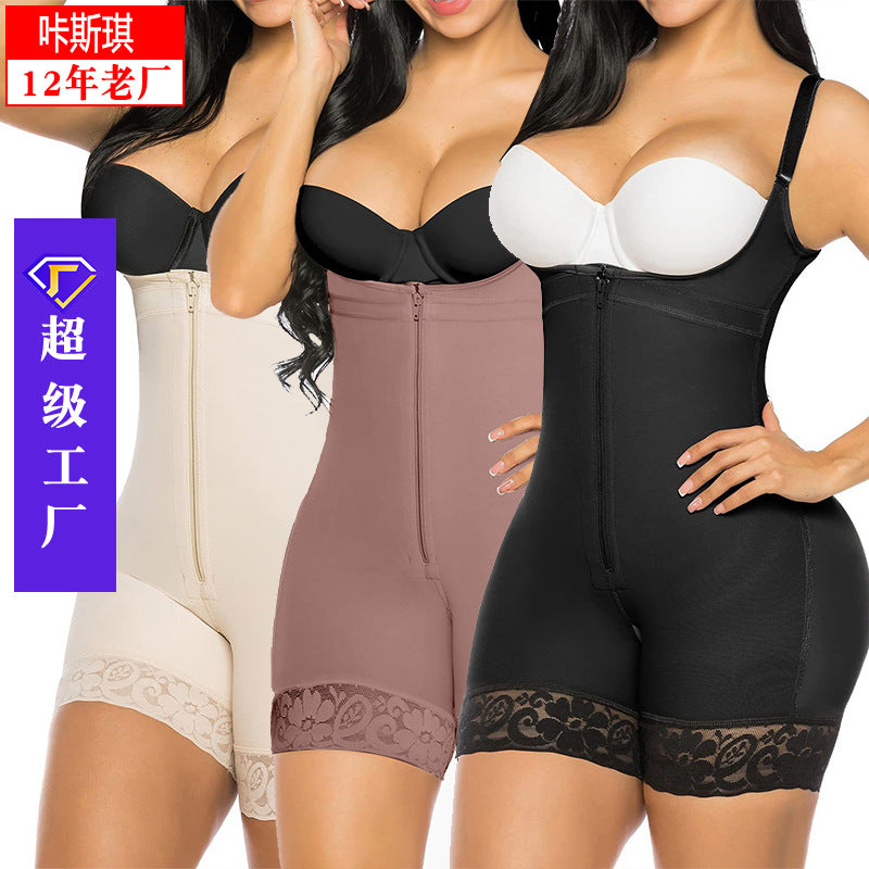 Temu european and american style waist trainer bodysuit - mesh shapewear for tummy control, butt lift, and body shaping