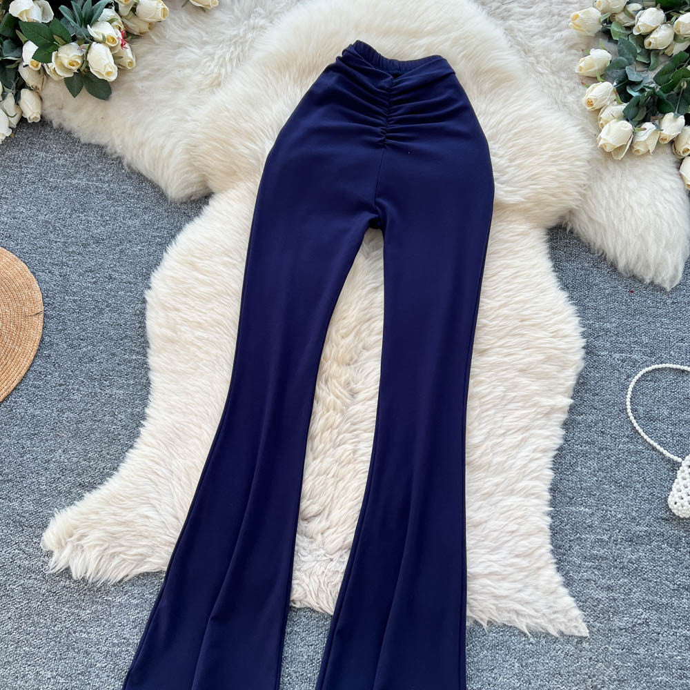 K-stylehigh waist pleated casual pants straight-leg pants for women springnew arrivalwork clothing silmslimming look to show leg lengtheasiest for matchpants