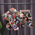 Kids' floral shirt set, 0-4 years old boys' all-over print short-sleeve t-shirt two-piece set, southeast asian style children's clothing wholesale