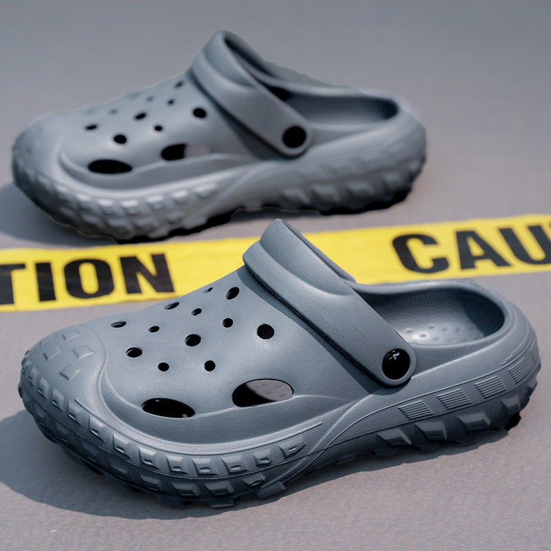 Foreign trade hole shoes men's summer outer wear bag head dual-purpose slippers tire bottom leisure beach large size slippers wholesale