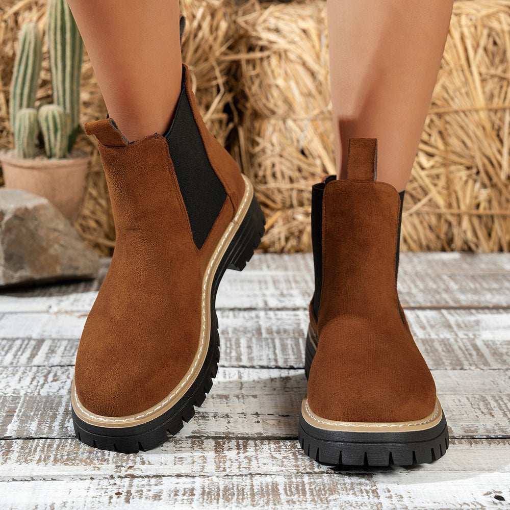 plus size short boots for women fall and winter new arrival square heel suede boots casual round toe sleeve export women's boots wholesale
