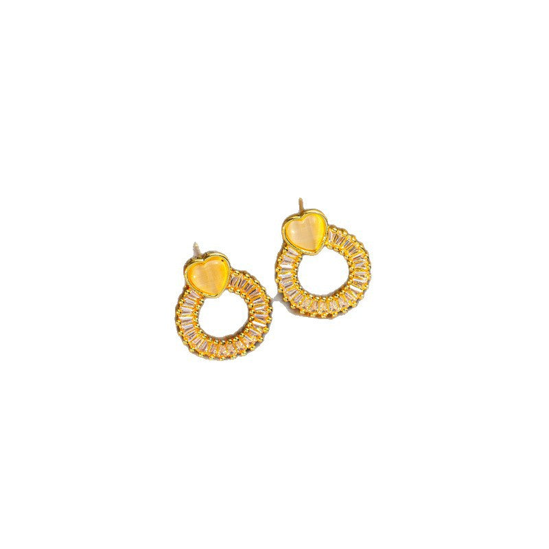 [titanium steel] european and american ring square zircon necklace women's earrings suit high-end gemstone light luxury cross-border clavicle chain jewelry