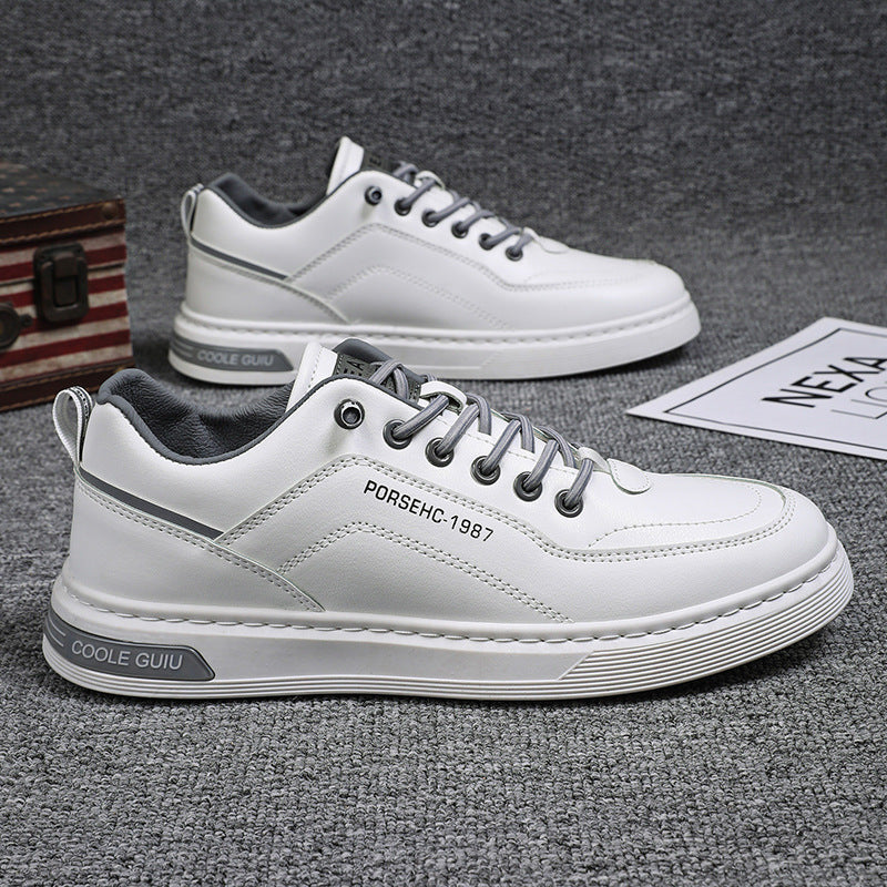 Men's sneakers, 2024 new trendy casual shoes, versatile leather shoes, men's slip-on white sneakers, wholesale and dropshipping available