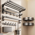 Factory supply bath towel rack suit bathroom punch-free storage rack bathroom toilet space aluminum wall-mounted towel rack