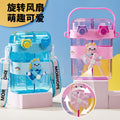 New creative cartoon fan kids double drinking cup straw cup portable sports water bottle large capacity school special