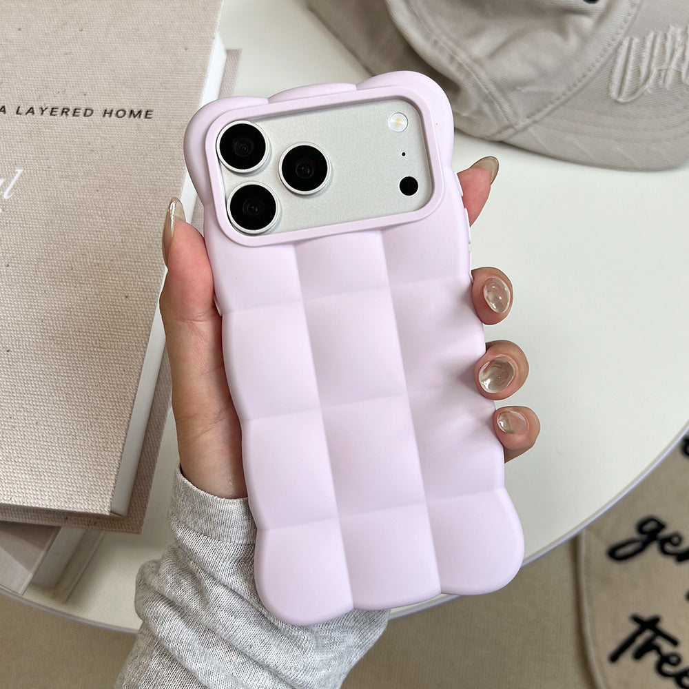 Suitable for apple 17 mobile phone case stereo concave and convex air cushion soft shell simple milk color iphone18promax cloud shell