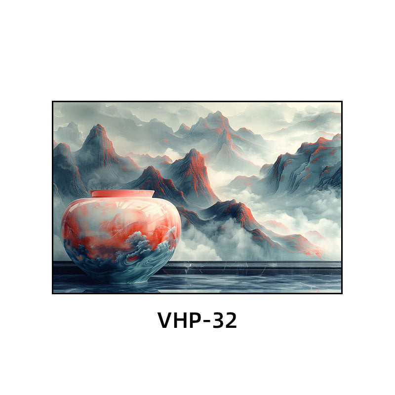 Blue and white porcelain decorative painting vase porcelain ceramic new Chinese style living room hanging painting hotel hotel restaurant box Chinese style