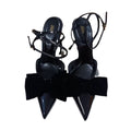 Za women's shoes 2024 autumn new collection black velvet bow-tie closed-toe stiletto heel elegant high heel sandals