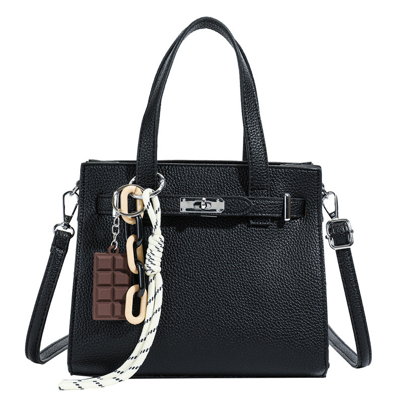 Cross-border niche soft leather portable Kelly bag women's bag 2025 new simple shoulder bag lychee pattern commuter messenger bag