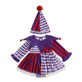 Baby girl halloween party outfit patchwork clown hat romper dress