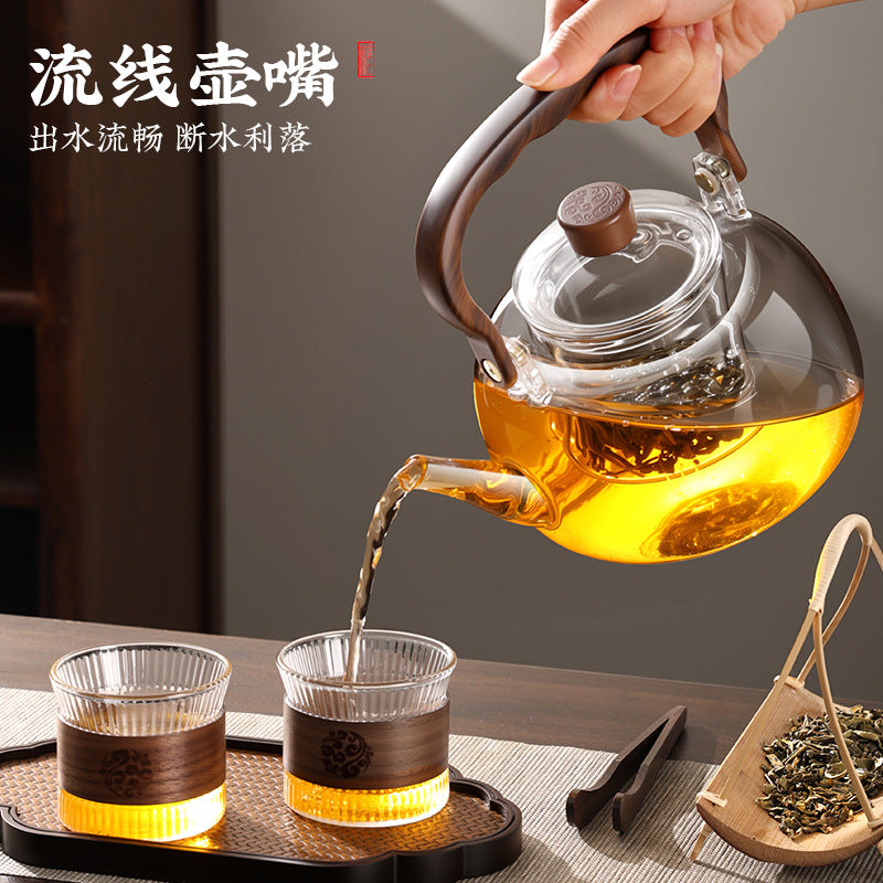 Glass teapot, tea water separation kettle, teapot, flower teapot, stove tea maker, tea set suit, heat-resistant glass