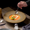 Classy texture ceramic plate restaurant hotel high-looking soup plate pasta plate cooking plate plate home straw hat plate