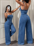 In-stock 66339#  cross-border fashion women's summer denim jumpsuit overalls