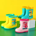 Kids' mid-calf waterproof rain boots - new fashionable styles for boys and girls - non-slip, fleece-lined baby rain boots - dinosaur designs available