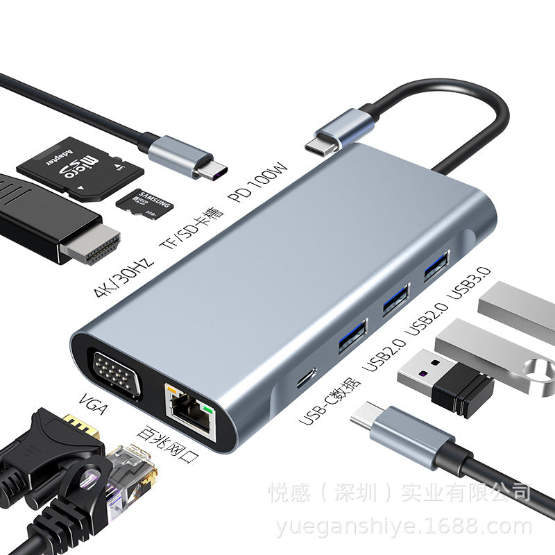 Type-c 10-in-1 docking station typec3.0 notebook macbookpro docking station hub4k multi-function