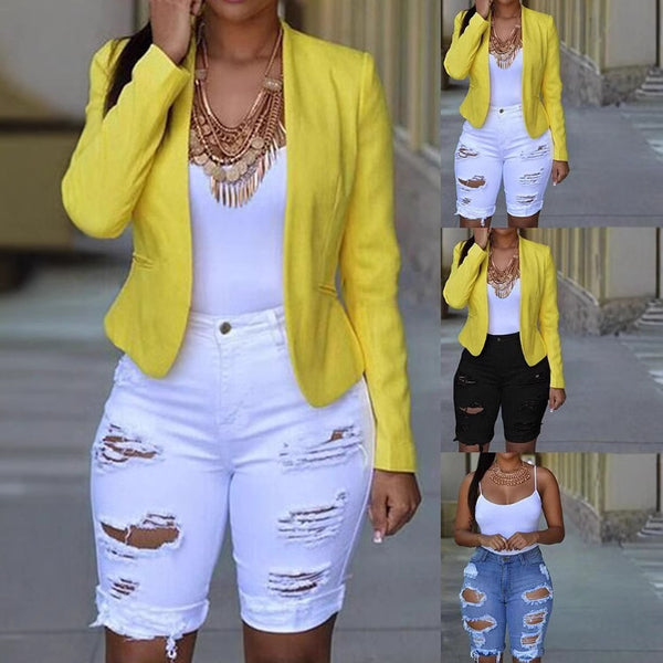European and American  sexy tight ripped irregular denim shorts women's