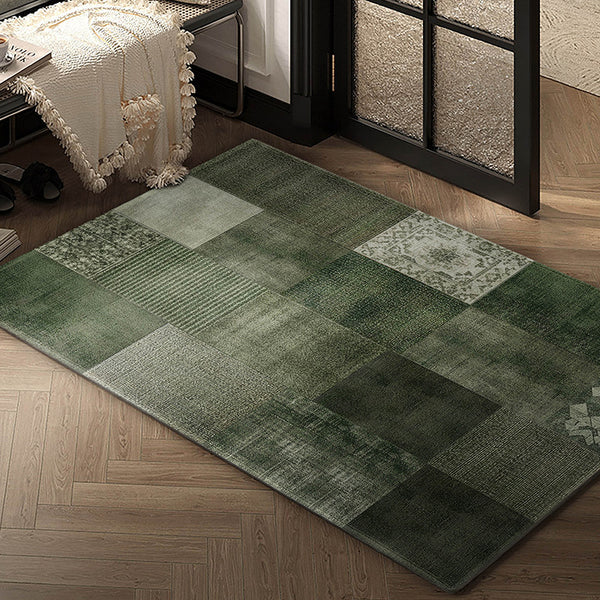 2025 new door floor mat retro style American green carpet Belgian velvet door mat entering the door to change shoes and foot mats