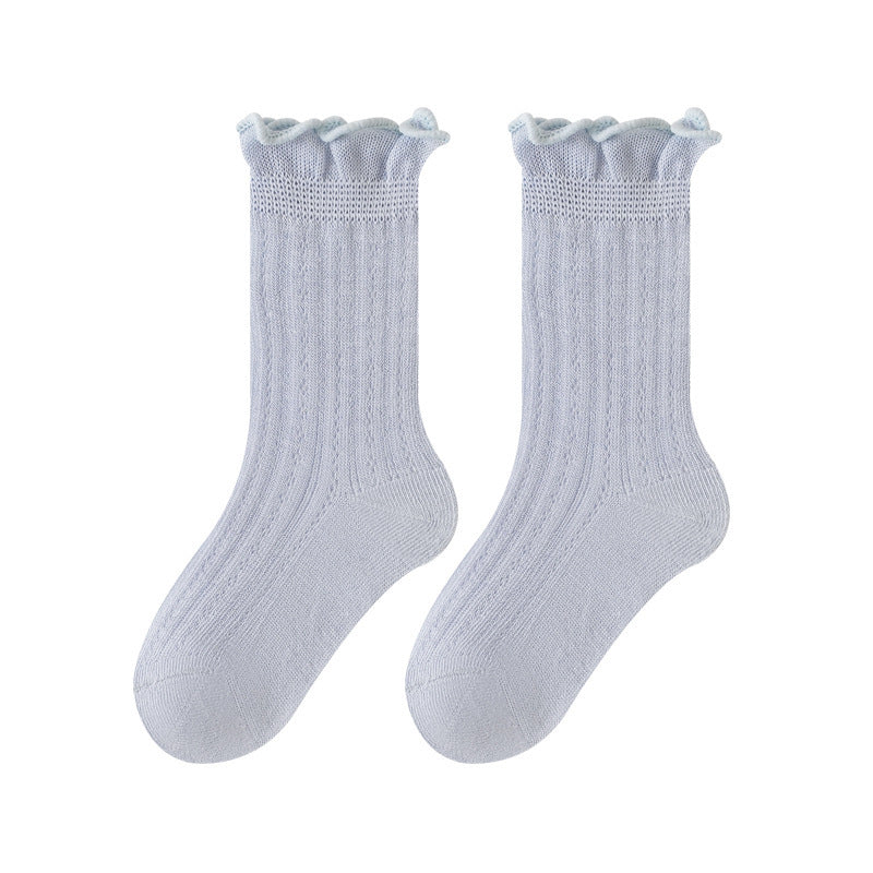 Kids socks spring and summer mulberry silk mesh breathable baby knee socks socks that don't tighten the feet fungus edge infant socks