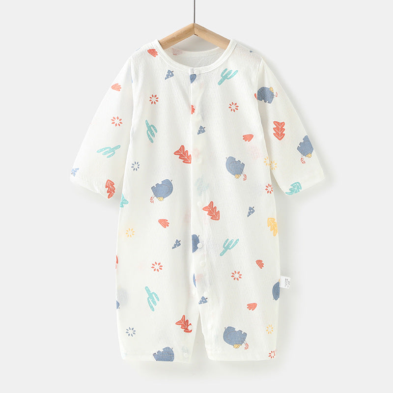 Wholesale baby rompers - spring/summer lightweight air conditioning suits, baby pajamas, long-sleeve onesies, crawling suits, newborn clothes