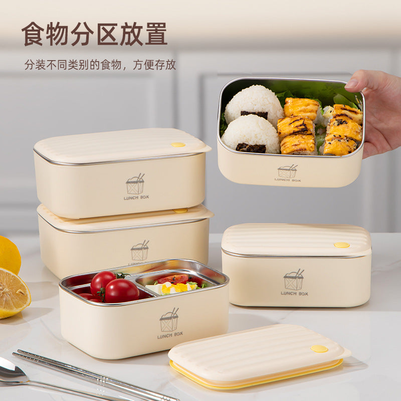 304 stainless steel food storage container - food grade, large capacity, divided lunch box for fruits, bento, rice, with lids and airtight seals
