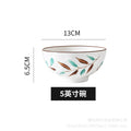 Nordic hand-painted leaf ceramic dinnerware set - includes plates, bowls, and dishes with handles for home use: dinner plates, vegetable plates, fish plates, noodle bowls, and snack dishes