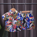 Kids' floral shirt set, 0-4 years old boys' all-over print short-sleeve t-shirt two-piece set, southeast asian style children's clothing wholesale