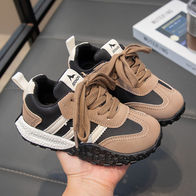 Children's sports shoes 2025 spring new boys and girls fashion color matching Forrest Gump shoes Korean version of casual trend German training shoes