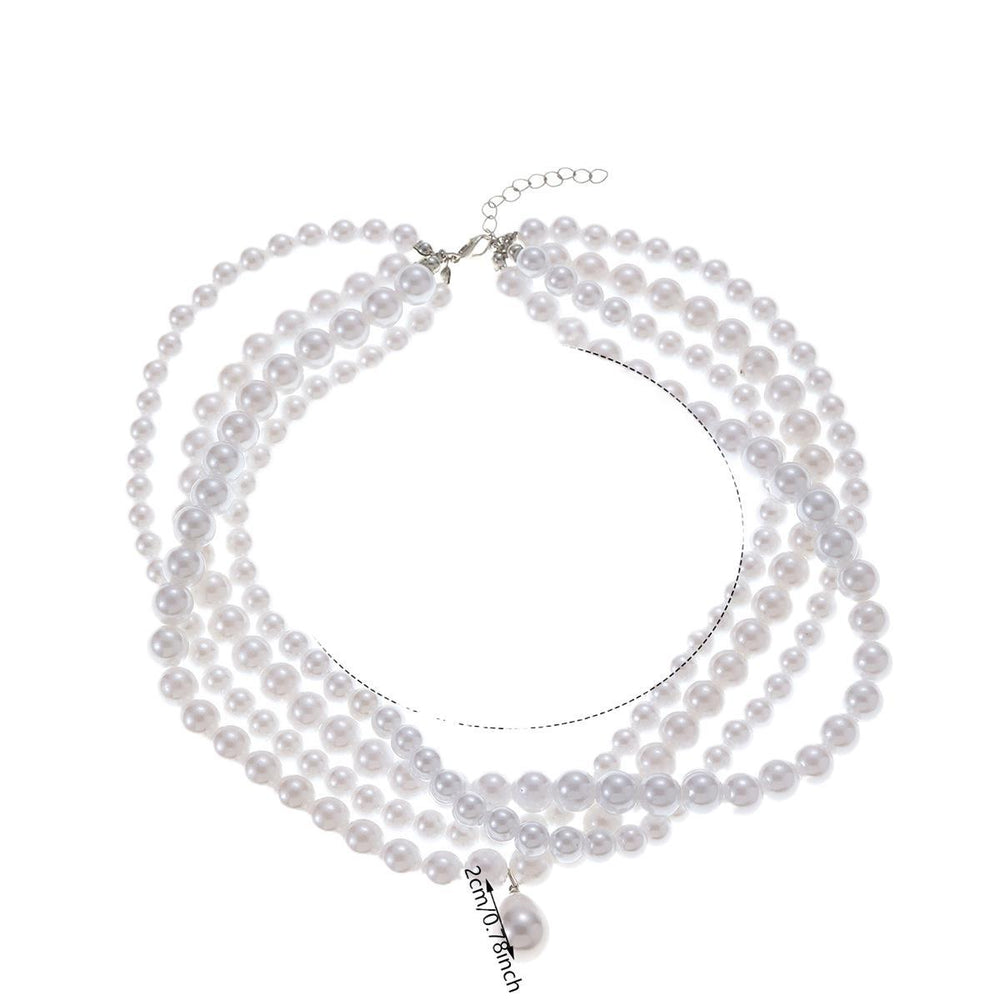 Pearl stacking necklace wholesale european and american cross-border jewelry multi-layer retro irregular water drop pendant beaded neck jewelry for women