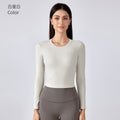 Sexy cutout back yoga top - long sleeve, cropped length with built-in bra pads - perfect for running, fitness, and workouts - daw186