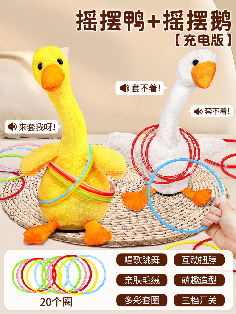 Children's throwing ring toy set, big goose set, duck parent-child interactive indoor and outdoor ring set, kindergarten stall