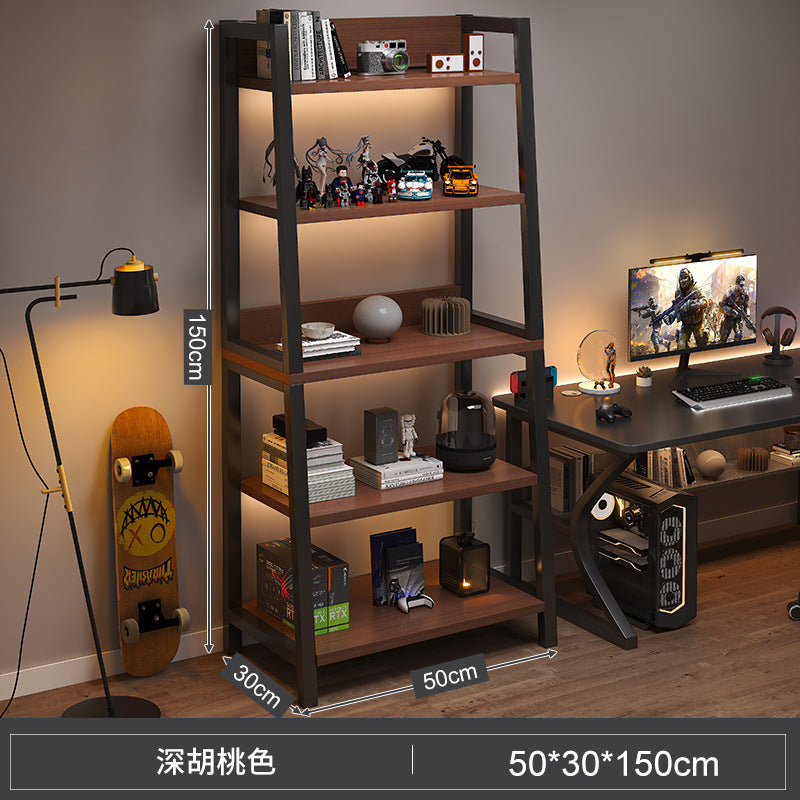 Shelf Floor-to-ceiling storage shelf Multi-layer bookshelf E-sports room Computer table Locker Wrought iron trapezoidal display shelf