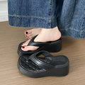 2026 new fashion diamond-shaped height-increasing flip-flops for women, eva non-slip thick-soled trendy beach thong sandals