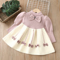 Girls' knitted sweater dress - autumn/winter  new collection - bow detail, chanel-inspired sweet style