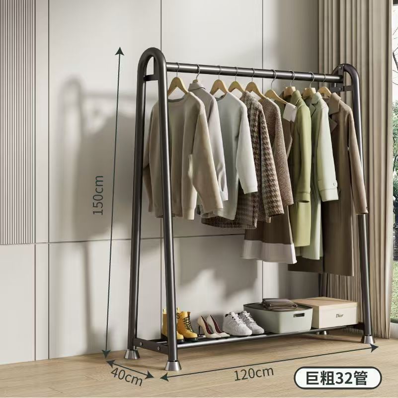 Simple coat rack Floor-to-ceiling indoor thickened clothes rack Household bedroom clothes storage rack Movable drying rack