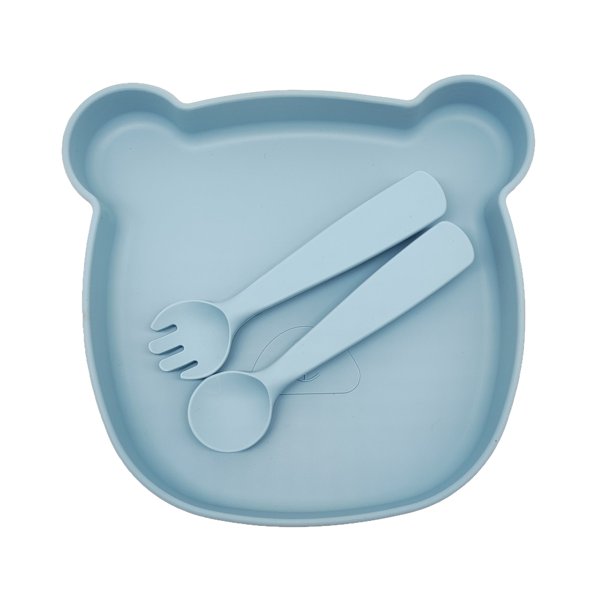 Baby silicone tableware set, non-slip and anti-dirty cartoon bear set, food-grade baby silicone feeding tableware