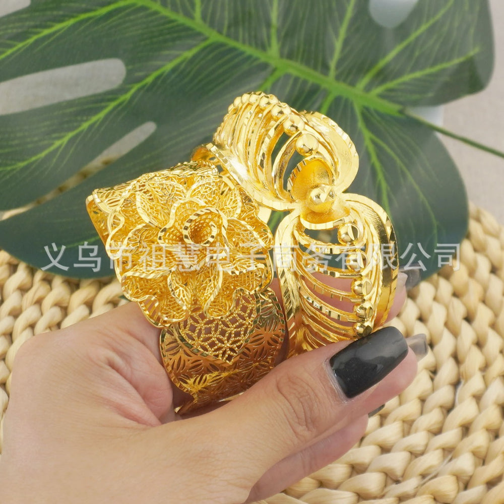 middle eastern women's luxury wedding bracelet and ring set - floral wedding bridal gift jewelry set