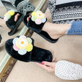 Women's fuzzy slippers - new korean style floral design, sweet and warm, indoor/outdoor use, home floor flat cotton slippers for winter