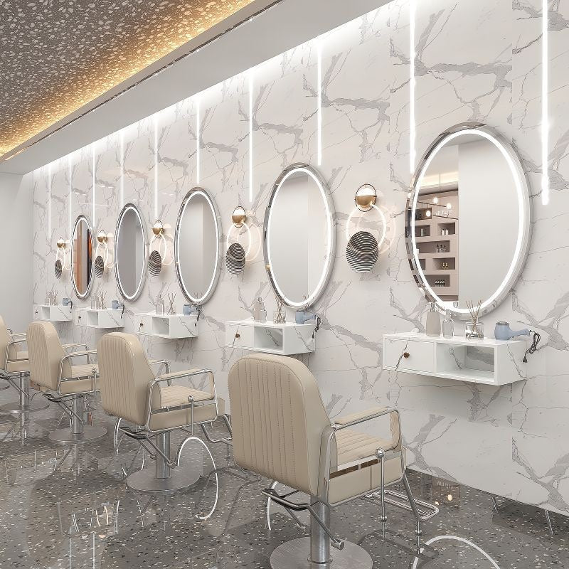 Influencer-approved barber shop mirror table, salon wall-mounted minimalist hairdressing mirror, touch-control led hairdressing mirror