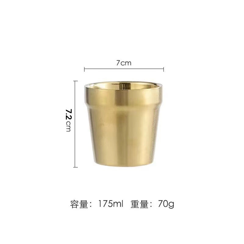 304 korean style stainless steel double-walled drinking cup - gold bbq restaurant beer mug - stepped gold tiered cup - cold drink cup