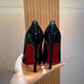 2024 spring new arrival: red sole rhinestone "queen bee" stiletto heels - black pointed-toe patent leather pumps, effortlessly chic and confident